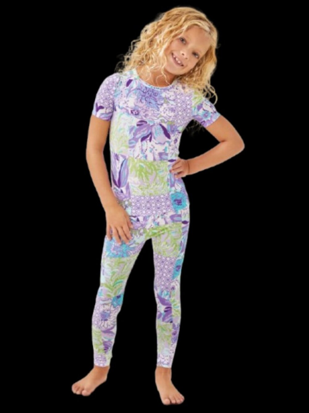 Lilly Pulitzer Girls Sammy Short Sleeve Pajama Set Multi Juicy Story Patch